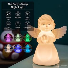 img 3 attached to Cute Stuff Kids Night Light: Angel Lamp with 7 Color Variations - Perfect Squishy Silicone Night Lamp for Kids Room, Nursery, and Baby's Sweet Dreams