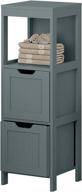 деревянный напольный шкаф с регулируемыми ящиками и открытой полкой - серый органайзер для хранения в ванной комнате для узкой гостиной или спальни - льняная башня и боковой шкаф от homefort логотип