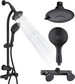 img 4 attached to 27.5 Inch Drill-Free Stainless Steel Slide Bar Rain Showerhead 5-Setting Handheld Shower And Head Spa System With Revolutionary 4-Way Diverter For Easy Reach - Black