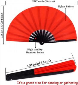 img 3 attached to Amajiji Red Large Folding Hand Fan For Women/Men, Chinese/Japanese Bamboo And Nylon-Cloth Fan For Performance, Festival, Events, Gifts, Crafts, Dance, And Decorations - Optimize Your Search!