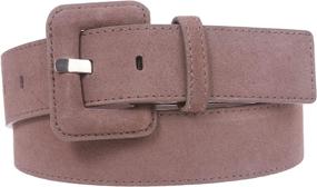 img 2 attached to Inch Stitching Edged Suede Leather Black Women's Accessories via Belts