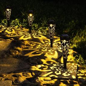 img 4 attached to 8Pack Bright Conical Solar Pathway Lights Outdoor Decorations - Waterproof, Solar Powered Garden Yard Patio Decor By KYEKIO