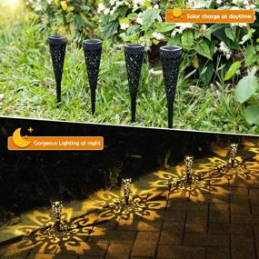 img 1 attached to 8 упаковок ярких конических солнечных фонарей для дорожки, украшения для улицы — водонепроницаемый декор для патио на солнечной энергии от KYEKIO