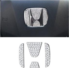 img 4 attached to 🚘 Pimp Your Ride with PIFOOG Bling Crystal Car Steering Wheel Emblem Cover: Honda Logo Accessories Accord Civic CR-V XR-V HR-V Silver 4PCS (Logo Cap)