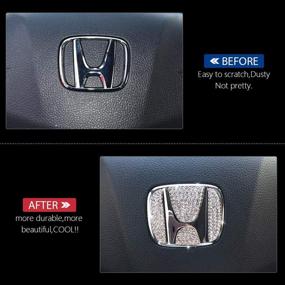 img 3 attached to 🚘 Pimp Your Ride with PIFOOG Bling Crystal Car Steering Wheel Emblem Cover: Honda Logo Accessories Accord Civic CR-V XR-V HR-V Silver 4PCS (Logo Cap)