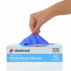 img 4 attached to Reliable Protection With Dealmed X-Large Nitrile Exam Gloves - 90 Count Pack For Medical Facilities And First Aid Kits