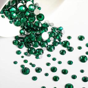 img 2 attached to Зеленые стразы с плоской задней стороной, 2500 шт., драгоценные камни для макияжа, украшения ногтей пинцетом и восковым карандашом - Beadsland SS4-SS30 Emerald