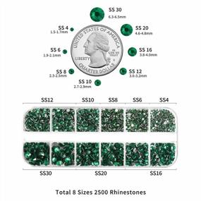 img 1 attached to 2500Pcs Green Flatback Rhinestones Face Gems For Makeup, Nails Crafts With Tweezers And Wax Pencil - Beadsland SS4-SS30 Emerald