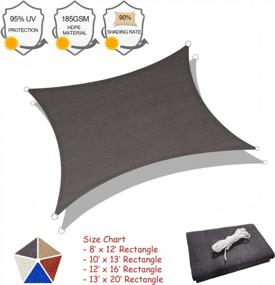 img 3 attached to SUNLAX Sun Shade Sail, 12'X16' Grey Rectangle Canopy Shades For Outdoor Patio Pergola Cover Sunshade Sails UV Blocking Canovas Covers