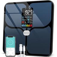 🛀 ablegrid digital smart bathroom scale for body weight - body fat scale with large lcd display screen and 16 body composition metrics such as bmi, water weight, heart rate - baby mode included - rechargeable - 400lb capacity (black) logo