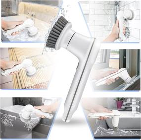 img 2 attached to Efficient Electric Spin Scrubber: Cordless Motorized Shower Scrubber with Portable Handle, 4 Replaceable Brush Heads - Ideal for Bathroom, Kitchen, Toilet, Bathtub, Tile, Sink & Wall Cleaning
