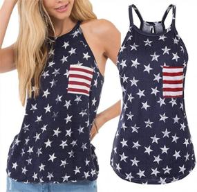 img 4 attached to Women Spaghetti Halter Bowknot Tanks Top Summer Sleeveless Print Racerback Tank Vest