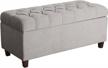 grey tufted ottoman bench with button accents and hinged lid - ideal home decor for storage in living room and bedroom by homepop logo