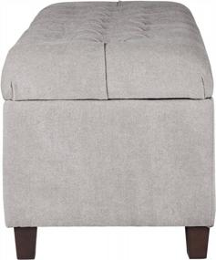 img 1 attached to Grey Tufted Ottoman Bench With Button Accents And Hinged Lid - Ideal Home Decor For Storage In Living Room And Bedroom By Homepop