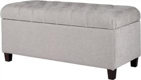 img 3 attached to Grey Tufted Ottoman Bench With Button Accents And Hinged Lid - Ideal Home Decor For Storage In Living Room And Bedroom By Homepop