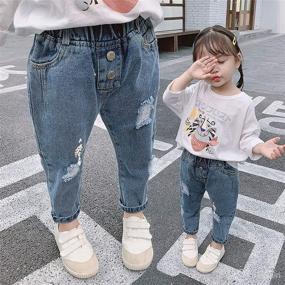 img 3 attached to Tiacham Toddler Waisted Straight Trousers Apparel & Accessories Baby Girls : Clothing