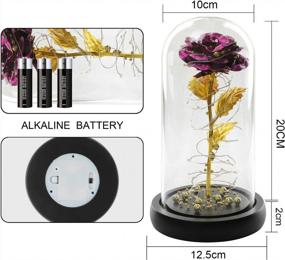 img 2 attached to LED Purple Rose In Glass Dome Gift For Mom - Perfect Mother'S Day, Valentine'S Day Or Anniversary Present For Girlfriend, Artificial Wedding Flowers