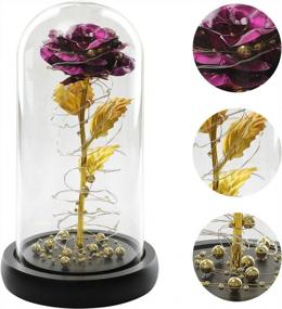 img 1 attached to LED Purple Rose In Glass Dome Gift For Mom - Perfect Mother'S Day, Valentine'S Day Or Anniversary Present For Girlfriend, Artificial Wedding Flowers