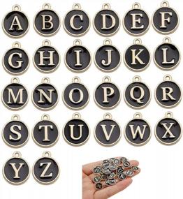 img 2 attached to 2 Sets(52Pcs) Black Cute Mixed Letter Beads Metal Letter Charms Enamel Initial Charms Wholesale Double Sided Alphabet Charms For Necklace And Bracelet Making Craft Supplier (HM452)