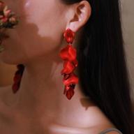 yertter christmas long acrylic dangle rose petal drop dangle earrings bohemian resin flower statement earrings for women girls (red) logo