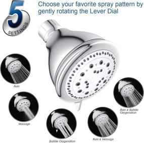 img 2 attached to High Pressure Shower Head 3’’ Anti-Leak Fixed Showerhead 5 Setting Spray, Adjustable Metal Swivel Ball Joint Tool-Free Installation Multi-Functional Bathroom Shower Heads - Chrome
