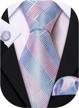 classic stripe plaid tie set for men by barry.wang with matching handkerchief and cufflinks logo