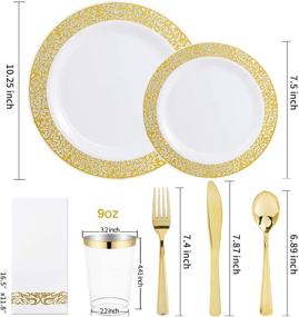 img 3 attached to I00000 160pcs Gold Plastic Plates, Silverware, and Napkins Set - Perfect for Christmas Parties!