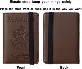img 2 attached to Кожаный бумажник для паспорта с блокировкой RFID - чехол для дорожного держателя для мужчин и женщин в кофейно-коричневом оттенке