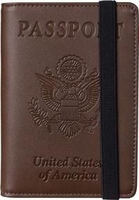 img 4 attached to Кожаный бумажник для паспорта с блокировкой RFID - чехол для дорожного держателя для мужчин и женщин в кофейно-коричневом оттенке