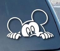 🐭 get playful with a white mouse peeking car window vinyl decal sticker - 9" wide! logo