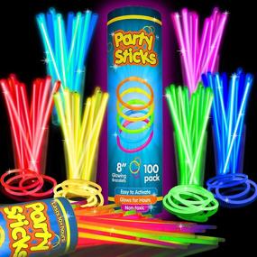 img 4 attached to PartySticks Glow Sticks Party Supplies 100Pk - 8 Inch Glow In The Dark Light Up Sticks Party Favors, Glow Party Decorations, Neon Party Glow Necklaces And Glow Bracelets With Connectors