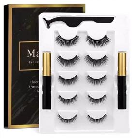 img 4 attached to 12 Pairs Of Natural Looking Magnetic False Eyelashes With Magnetic Eyeliner - No Glue Needed! Perfect Magnetic Eyelash Kit