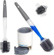 refillable gel toilet brush with scrub genie and ventilated holder - sanitary storage and pliable tpr brush head - optional wall mount logo