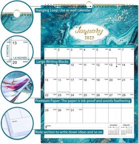 img 2 attached to 2023-2024 Wall Calendar - 18 Month Hanging Planner, 12" X 17", Large Blocks With Julian Dates, Thick Paper, Twin-Wire Binding & Different Background Patterns