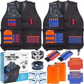 img 4 attached to Tepsmigo 2-Pack Tactical Vest Kit For Kids Boys Girls 5+ With 100 Refill Darts, 2 Reload Clips, Face Tube Masks, Hand Wrist Bands & Protective Glasses