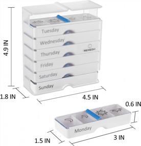 img 3 attached to Premium Daily Pill Organizer - AM/PM Dispenser With 7 Stackable Trays, 4 Times-A-Day Reminder, Arthritis-Friendly, Ideal For Elderly, Travel And As A Medication Gift Set