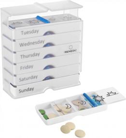 img 4 attached to Premium Daily Pill Organizer - AM/PM Dispenser With 7 Stackable Trays, 4 Times-A-Day Reminder, Arthritis-Friendly, Ideal For Elderly, Travel And As A Medication Gift Set