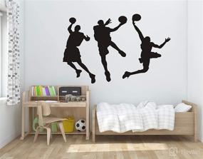 img 1 attached to 🏀 Enhance the Décor with Slam Dunk Silhouette Wall Decal: Perfect DIY Sport Wall Art for Kids Bedroom, Living Room, Playroom – Removable Basketball Player Sticker, 31.5"H x 53"W