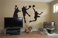 🏀 enhance the décor with slam dunk silhouette wall decal: perfect diy sport wall art for kids bedroom, living room, playroom – removable basketball player sticker, 31.5"h x 53"w logo