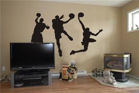 img 3 attached to 🏀 Enhance the Décor with Slam Dunk Silhouette Wall Decal: Perfect DIY Sport Wall Art for Kids Bedroom, Living Room, Playroom – Removable Basketball Player Sticker, 31.5"H x 53"W