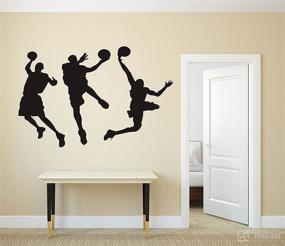 img 2 attached to 🏀 Enhance the Décor with Slam Dunk Silhouette Wall Decal: Perfect DIY Sport Wall Art for Kids Bedroom, Living Room, Playroom – Removable Basketball Player Sticker, 31.5"H x 53"W