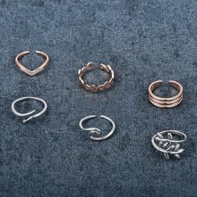 img 1 attached to Silver Women Toe Rings Set: Adjustable Tail Ring, Knuckle Ring & More For Vacation Or Summer!