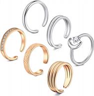 silver women toe rings set: adjustable tail ring, knuckle ring & more for vacation or summer! logo