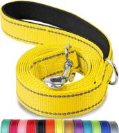 reflective nylon dog leash with padded handle - suitable for medium & large breeds - 5ft in length, ideal for walking & training - vibrant yellow color логотип