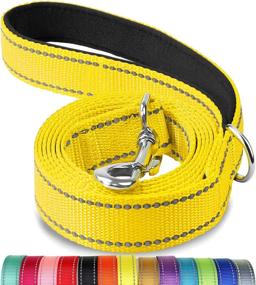 img 4 attached to Reflective Nylon Dog Leash With Padded Handle - Suitable For Medium & Large Breeds - 5FT In Length, Ideal For Walking & Training - Vibrant Yellow Color