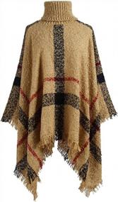 img 4 attached to Trendy Women'S Turtleneck Poncho Sweater With Chic Tassels - Style And Comfort Combined