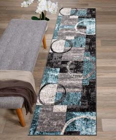 img 4 attached to Modern Circle Design Gray Area Rug - Soft And Stylish Decor For Your Home