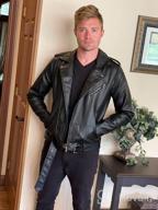 img 1 attached to Fahsyee Men'S Faux Leather Jacket: Stylish Slim-Fit Bomber With Asymmetric Zip-Up And Belted Design review by Stephen Lunn