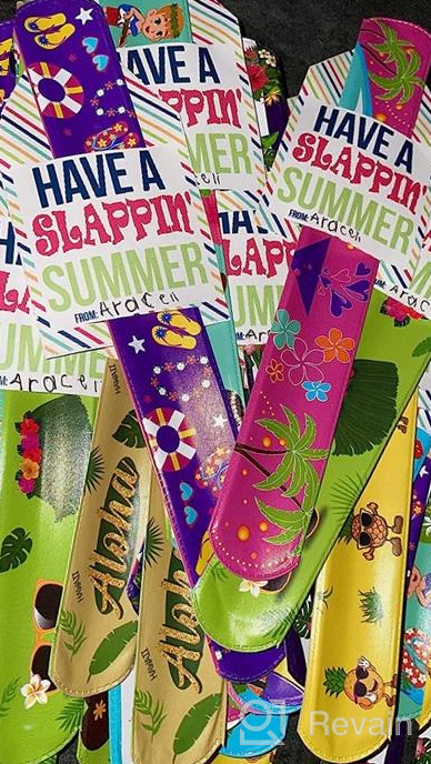 img 1 attached to PHOGARY 60 PCS Hawaiian Theme Slap Bracelets Party Favors With 12 Differents Colorful Patterns Print Design Retro Slap Bands For Kids Adults Birthday Classroom Gifts review by Donna Lewis