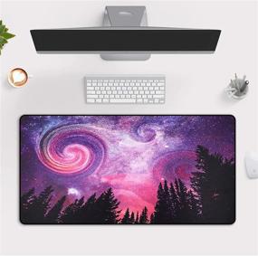 img 4 attached to Starry Sky Print Non Slip Gaming Mouse Pad - ONMIER Large 31.5" X 15.7" Desk Mat With Rubber Base.